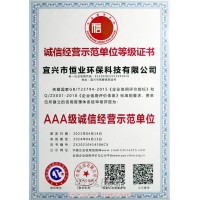 诚信经营示范单位等级证书